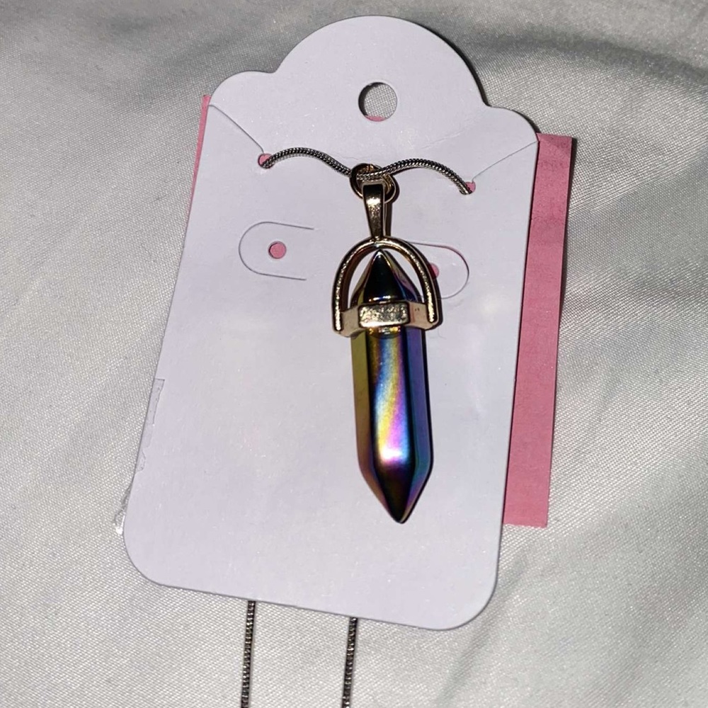 Rainbow holographic crystal necklace